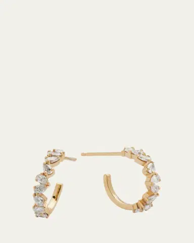 Lana 14K Gold Zig Zag Pear Diamond Huggie Earrings | Thumbnail 5