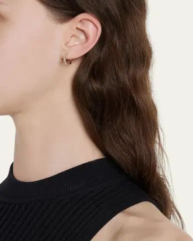 Lana 14K Gold Zig Zag Pear Diamond Huggie Earrings | Thumbnail 6