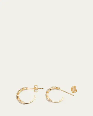 Lana 14K Gold Zig Zag Pear Diamond Huggie Earrings | Thumbnail 8