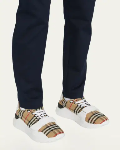 Burberry Men's Vintage Check Canvas Low-Top Sneakers | Thumbnail 2 Burberry Men's Vintage Check Canvas Low-Top Sneakers | Thumbnail 2