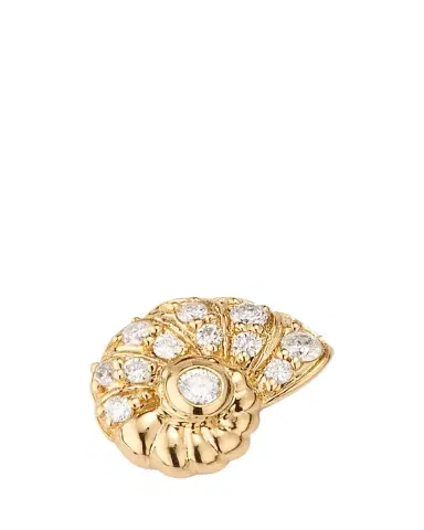 Sydney Evan 14k Yellow Gold Nautilus Shell Stud Earrings With Diamonds | Thumbnail 1