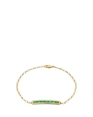 MONICA RICH KOSANN 18K YELLOW GOLD POESY BRACELET WITH BAGUETTE EMERALDS AND ENGRAVED CARPE DIEM | Thumbnail 1 MONICA RICH KOSANN 18K YELLOW GOLD POESY BRACELET WITH BAGUETTE EMERALDS AND ENGRAVED CARPE DIEM | Thumbnail 1