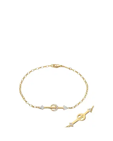MONICA RICH KOSANN 18K YELLOW GOLD STRENGTH ARROW POESY BRACELET WITH TRILLION, PRINCESS CUT AND DIAMONDS | Thumbnail 1 MONICA RICH KOSANN 18K YELLOW GOLD STRENGTH ARROW POESY BRACELET WITH TRILLION, PRINCESS CUT AND DIAMONDS | Thumbnail 1