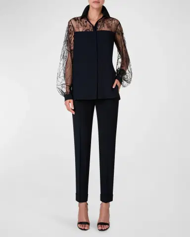 Akris Chris Pleated Straight-Leg Pants | Thumbnail 2