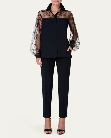 Akris Chris Pleated Straight-Leg Pants | Thumbnail 6