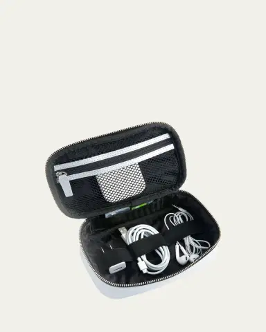 ROYCE New York Monogrammed Travel Tech Organizer Leather Case, Personalized | Thumbnail 2