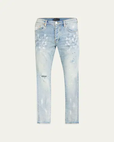 PURPLE Men's P001 Light Indigo Paint Blowout Skinny Jeans | Thumbnail 5 PURPLE Men's P001 Light Indigo Paint Blowout Skinny Jeans | Thumbnail 5