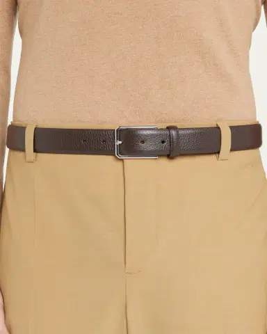 Santoni Men's Rectangle Buckle Grained Leather Belt | Thumbnail 2 Santoni Men's Rectangle Buckle Grained Leather Belt | Thumbnail 2