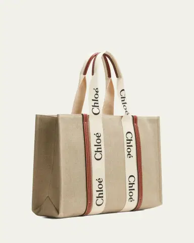 Chloé Woody Large Tote Bag in Linen | Thumbnail 3 Chloé Woody Large Tote Bag in Linen | Thumbnail 3
