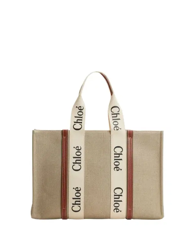 Chloe Woody Large Tote Bag in Linen