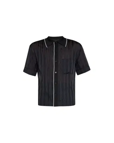 3.1 Phillip Lim Men's Midnight Mesh Striped Bowling Shirt | Thumbnail 1 3.1 Phillip Lim Men's Midnight Mesh Striped Bowling Shirt | Thumbnail 1