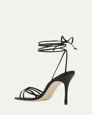Manolo Blahnik Leva Strappy Ankle-Wrap Sandals | Thumbnail 2