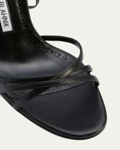 Manolo Blahnik Leva Strappy Ankle-Wrap Sandals | Thumbnail 3