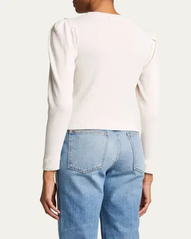 AMO Denim Puff-Sleeve Cardigan | Thumbnail 3
