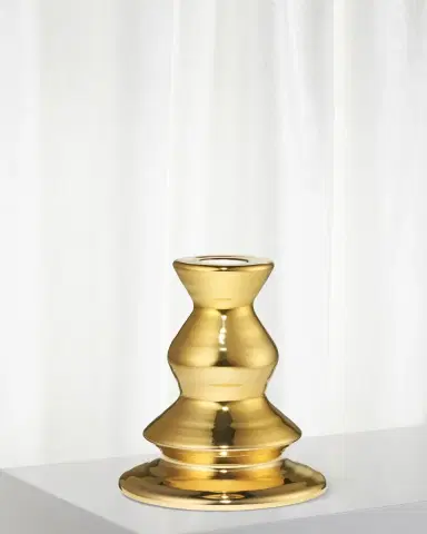 AERIN Allette 4.6" Medium Candleholder, Gold | Thumbnail 2