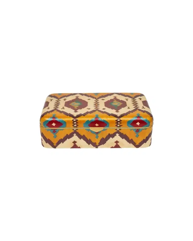 Silk Road Marquetry Box With Ikat Pattern