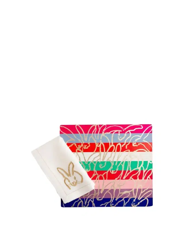 Hunt Slonem Banded Bunny Gold Leaf & Lacquer Placemat