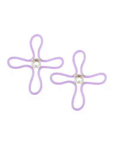 Bea Bongiasca Lucky Flower Earrings with Lavender Enamel and Rock Crystals | Thumbnail 1