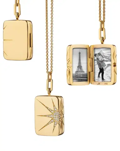 MONICA RICH KOSANN 18k Gold Sun and Star Diamond Locket Necklace | Thumbnail 1 MONICA RICH KOSANN 18k Gold Sun and Star Diamond Locket Necklace | Thumbnail 1