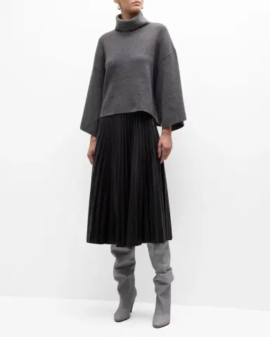 Proenza Schouler White Label Pleated Vegan Leather Midi Skirt | Thumbnail 2