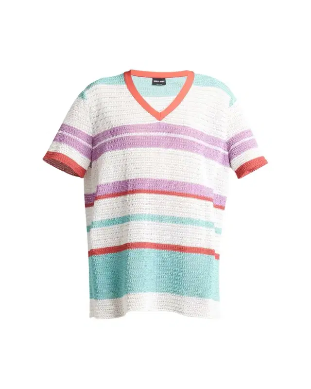 Striped Crochet Mini T-Shirt Dress
