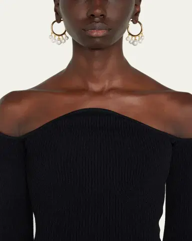 ben-amun Pearly Drop Hoop Post Earrings | Thumbnail 2