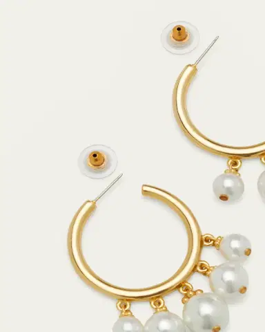 ben-amun Pearly Drop Hoop Post Earrings | Thumbnail 4