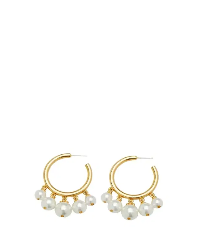 Ben-Amun Pearly Drop Hoop Post Earrings