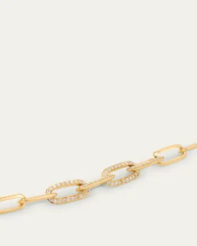 Lizzie Mandler Fine Jewelry Knife Edge Oval Link Bracelet with Half Pave Diamond Links | Thumbnail 3