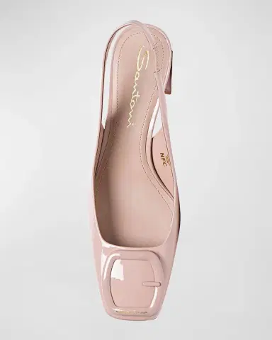 Santoni Lemon Patent Buckle Slingback Pumps | Thumbnail 3