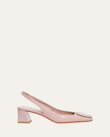 Santoni Lemon Patent Buckle Slingback Pumps | Thumbnail 4