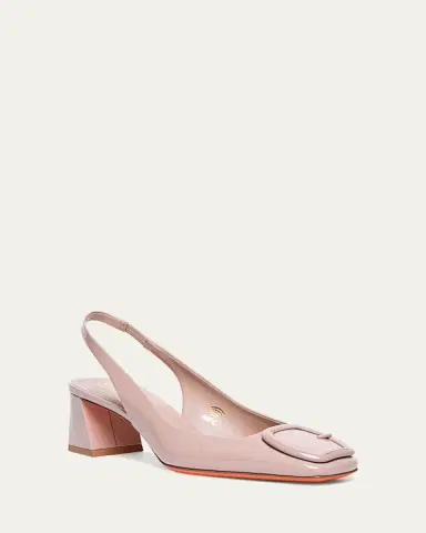 Santoni Lemon Patent Buckle Slingback Pumps | Thumbnail 6
