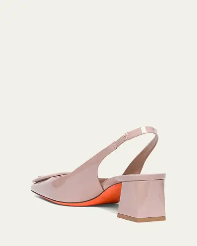 Santoni Lemon Patent Buckle Slingback Pumps | Thumbnail 7