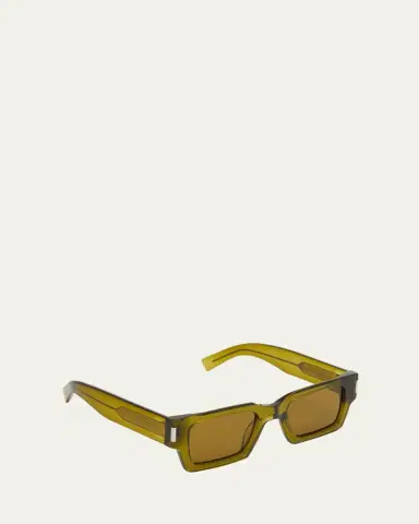 Saint Laurent Men's Rectangle Acetate Sunglasses with Logo | Thumbnail 2