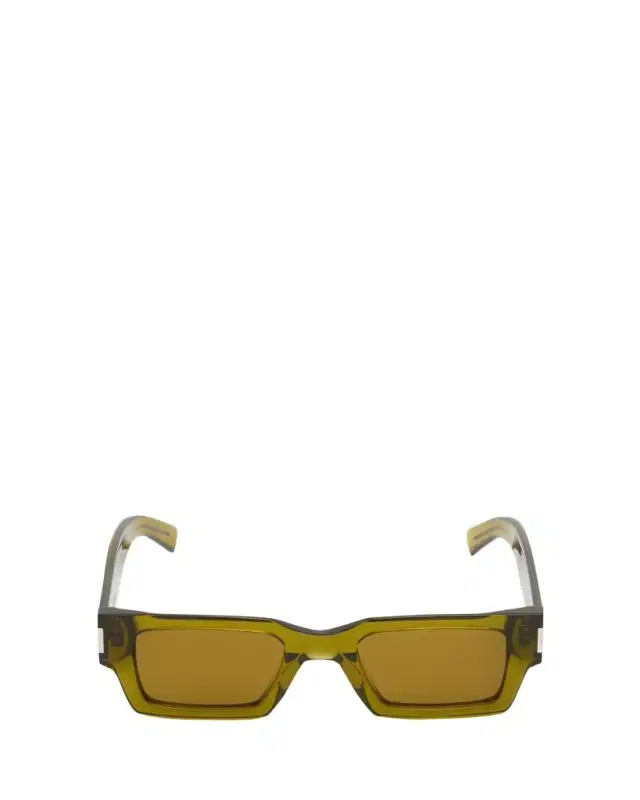 Saint Laurent Men's Rectangle Acetate Sunglasses with Logo
