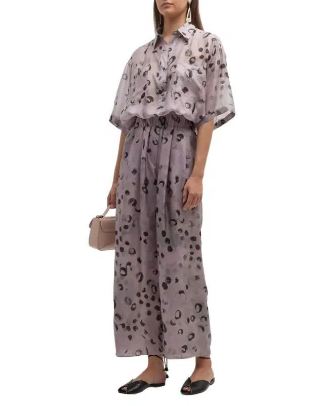 Giorgio Armani Printed Silk Wide-Leg Pants