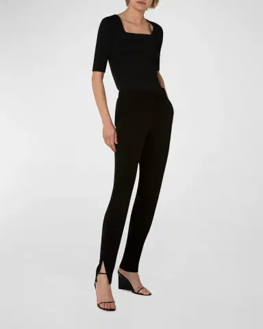 Akris punto Mike Split-Hem Crepe Pull-On Pants | Thumbnail 2