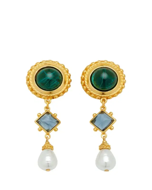 Ben-Amun Multi Stone Clip-On Earrings