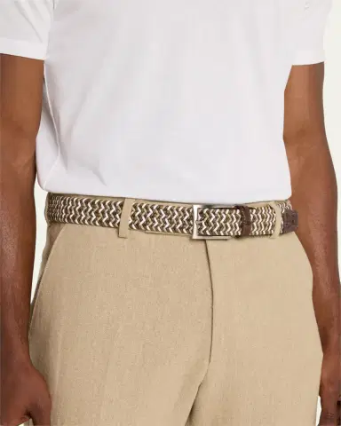 W. Kleinberg Men's Stretch Woven Belt with Alligator Trim | Thumbnail 2