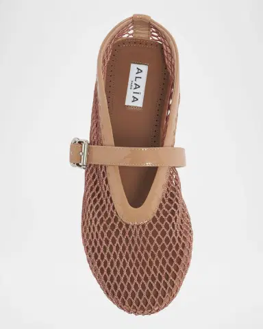 Alaïa Mesh Mary Jane Ballerina Flats | Thumbnail 4
