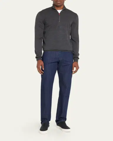 Kiton Men's Wool Half-Zip Sweater | Thumbnail 2 Kiton Men's Wool Half-Zip Sweater | Thumbnail 2