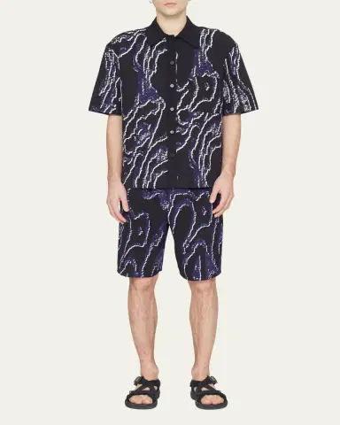3.1 Phillip Lim Men's Wood Grain-Print Sport Shirt | Thumbnail 2