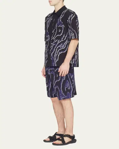 3.1 Phillip Lim Men's Wood Grain-Print Sport Shirt | Thumbnail 4