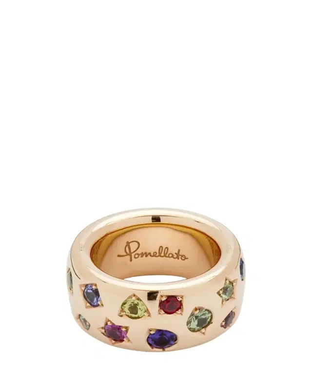 Iconica Maxi 18K Rose Gold Ring with Multicolor Gemstones