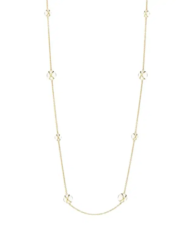 L. Klein Prisma 18k Gold Crystal Quartz Station Chain Necklace