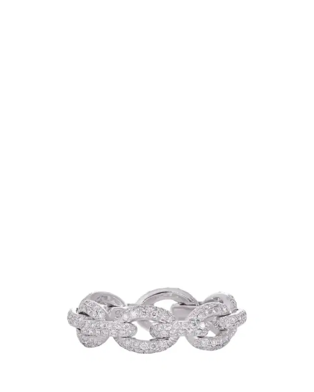 Sidney Garber 18K White Gold Oval Link Ring, Size