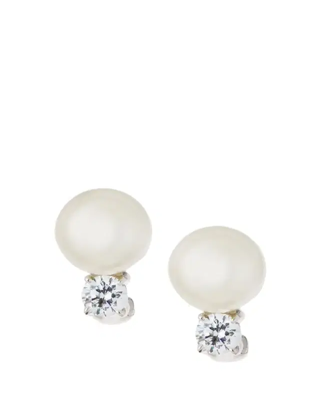 Fantasia by DeSerio 10mm Pearly Bead & Crystal Stud Earrings