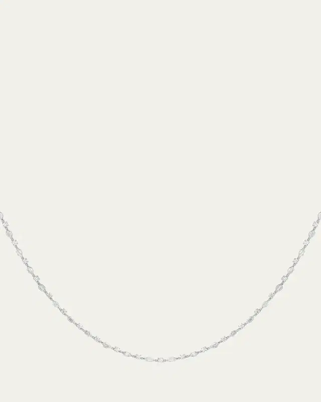 18K White Gold Hexagonal Diamond Necklace