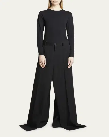 Balenciaga Double Front Wide-Leg Wool Pants | Thumbnail 2 Balenciaga Double Front Wide-Leg Wool Pants | Thumbnail 2