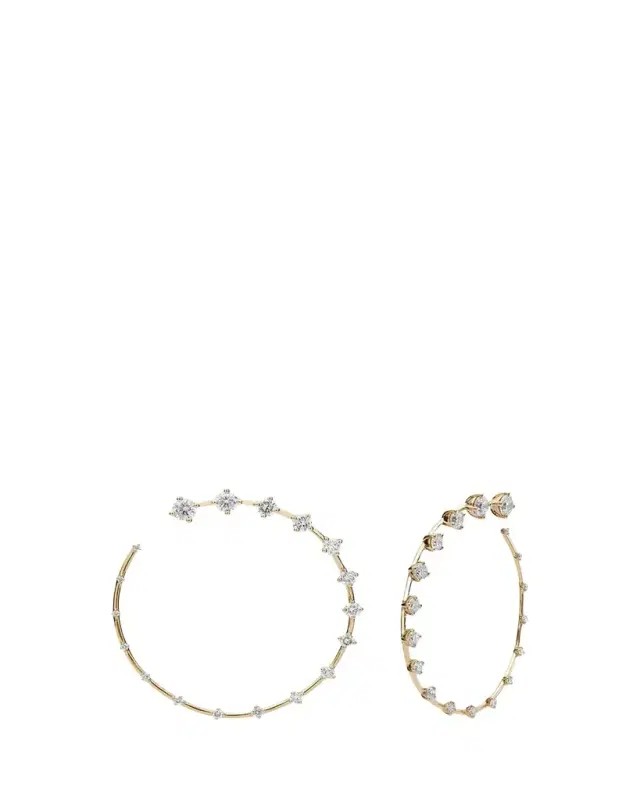 Circle Large Earrings in 18k Yellow Gold and Diamonds